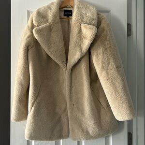 Express Cream Faux Fur Coat